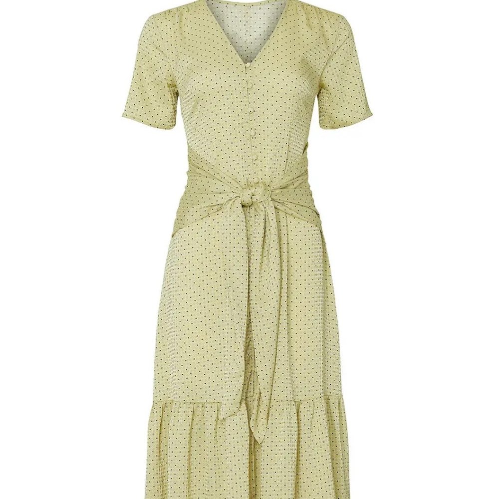 Citron Dot Tie Waist Dress - LOVE, Whit by Whiteny Port